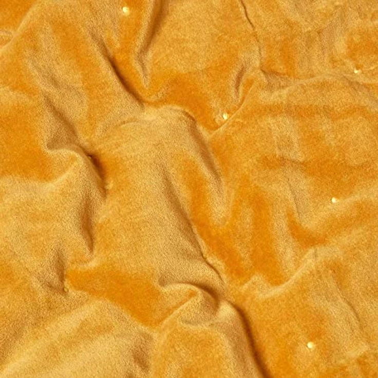 Homescapes Samt-Kuscheldecke, Dunkelgelb, 150x200 cm, Oeko-Tex® zertifiziert, Maschinenwaschbar, Flauschige Wohndecke mit Baumwoll-Oberfläche – Bild 3