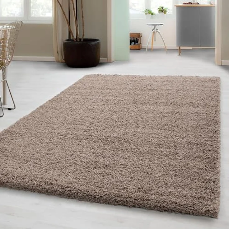 Carpetsale24 Shaggy Hochflor Teppich 60x110 cm Beige weich flauschig modern einfarbig Für Flur oder kleine Räume für Wohnzimmer Schlafzimmer Flur – Bild 1