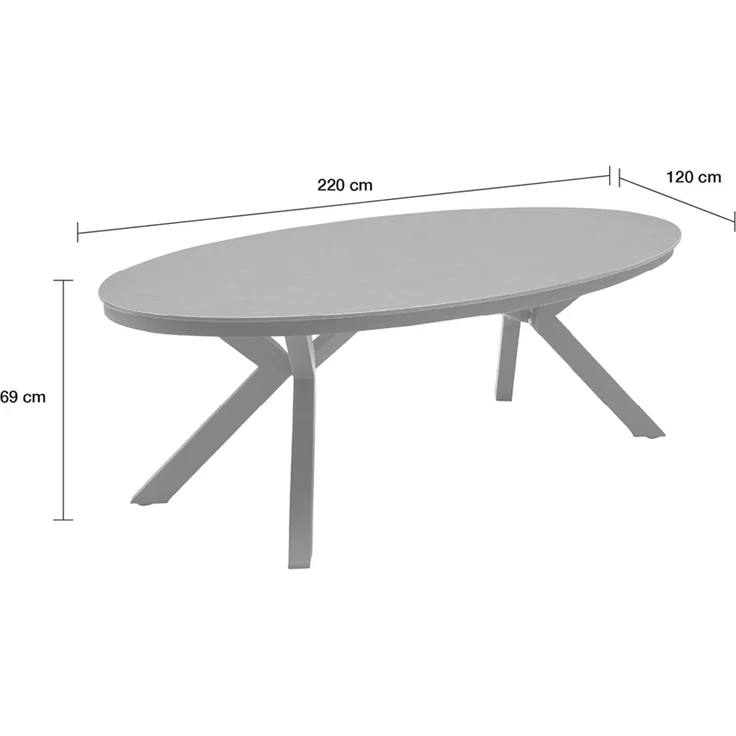 Gartentisch Malte Esstisch Terrassentisch 220 x 120 x 69 cm Aluminium/sintered stone Taupe – Bild 4