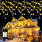 Eisregen Lichterkette Außen Weihnachtsbeleuchtung 12,8m 400LEDs IP65 Wasserdicht LED Lichtervorhang Aussen mit Timer, Weihnachtslichterkette 8Modi für Balkon Fenster Geländer Weihnachten Deko-Warmweiß
