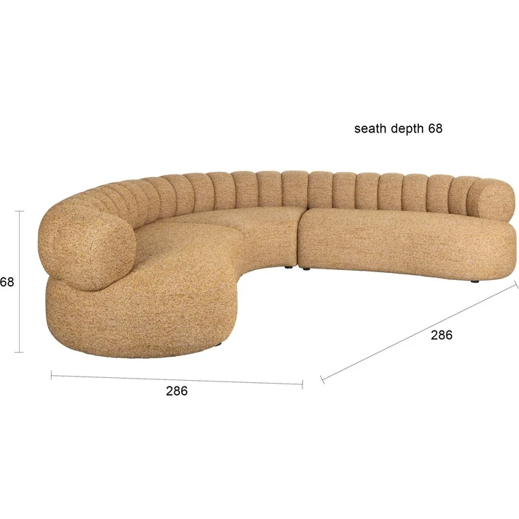 DutchBone Sofa Duvane 7-Sitzer Braun mit Eukalyptusholz-Gestell im Boho-Chic 286x286x68 cm – Bild 10