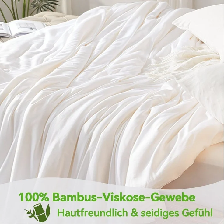 Elemuse Sommerbettdecke Kühldecke Sommerdecke, Selbstkühlende Atmungsaktive Extraleicht Decke, Füllung: 30% hochwertig Sojafaser und 70% Polyester, Bambus Sommer Weich Wohndecke OEKO-TEX® – Bild 3