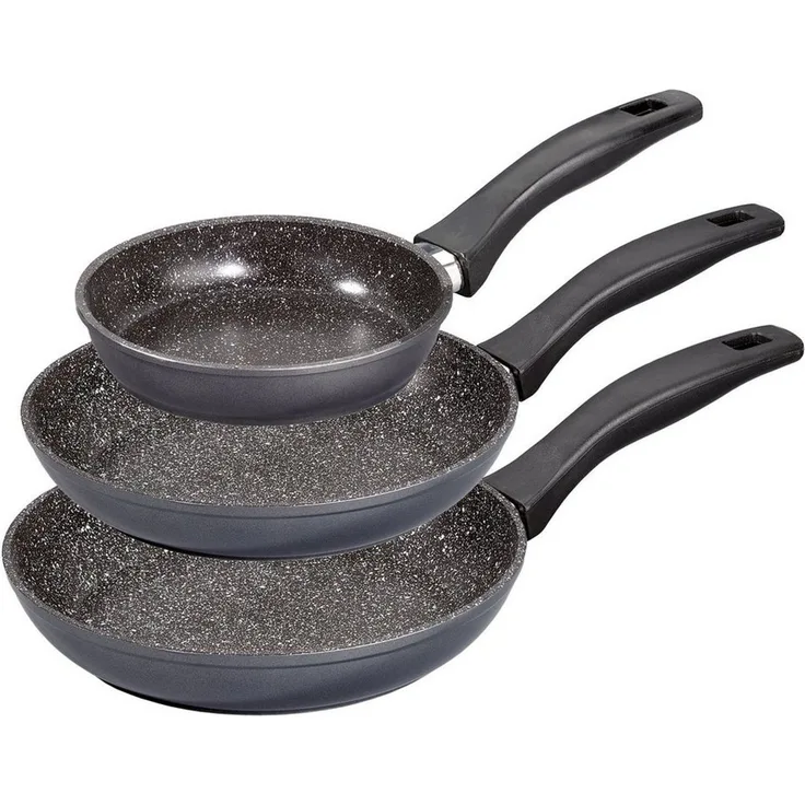 STONELINE Pfannen-Set, Aluminium (Pfannen-Set, 3-tlg, Pfannen-Set, 3 Pfannen), mit echten Steinpartikeln, induktionsgeeignet, Designed in Germany