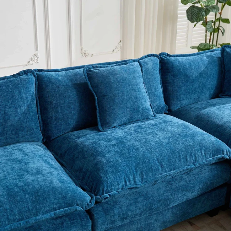 ZUBALIYA Sofa mit LED - Beleuchtung, mit Chenille - Bezug, mit Cordbezug, modular aufgebaut, aus Chenille, für Wohnzimmer und Apartments – Bild 6