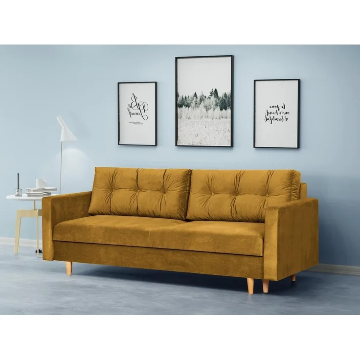 Beautysofa Schlafsofa Sigurd, mit Schlaffunktion und Bettkasten, Polstersofa aus Velours, Sofa im skandinavischen Stil