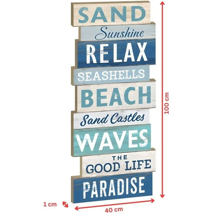 Spruchtafel Holz Strand 100 cm Wandbild Plankenschild Dekoration Aufsteller – Bild 2