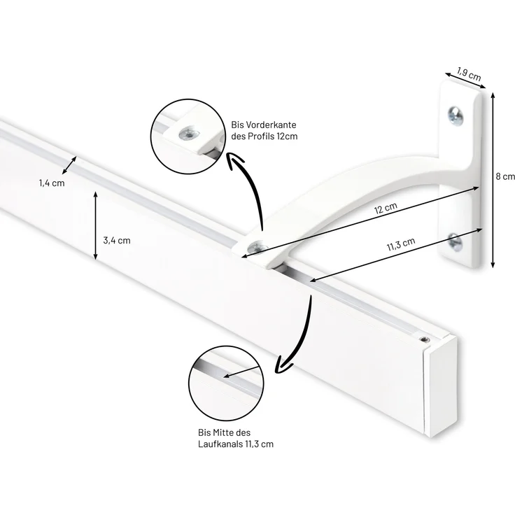Deco-Raum® Gardinenschiene Innenlauf Curve | Länge: 430cm | Material: Aluminium | Farbe: Weiß – Bild 2