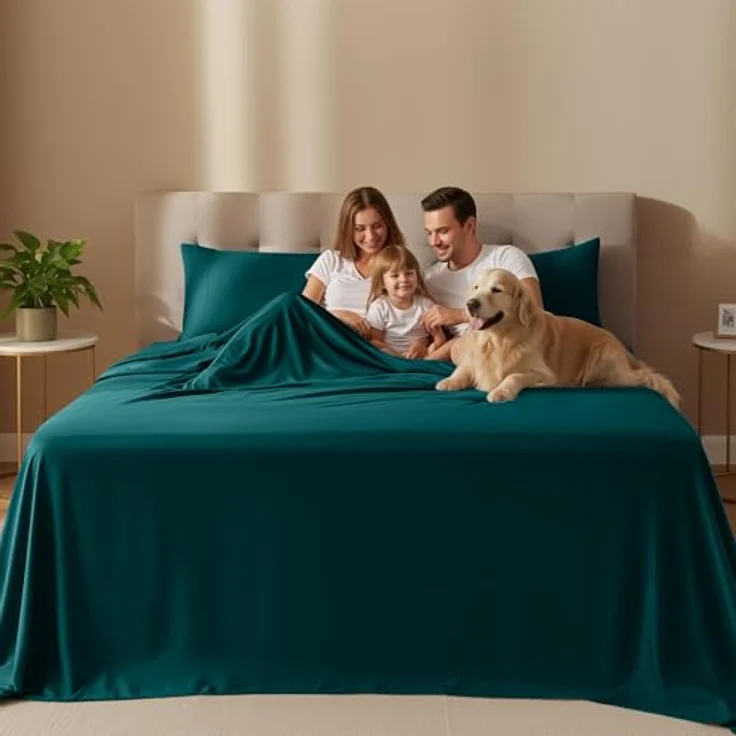 Utopia Bedding Bettwäscheset, 4-teilig, gebürstete Mikrofaser, schrumpft und lichtbeständig, pflegeleicht (Voll, Aquamarin) – Bild 2
