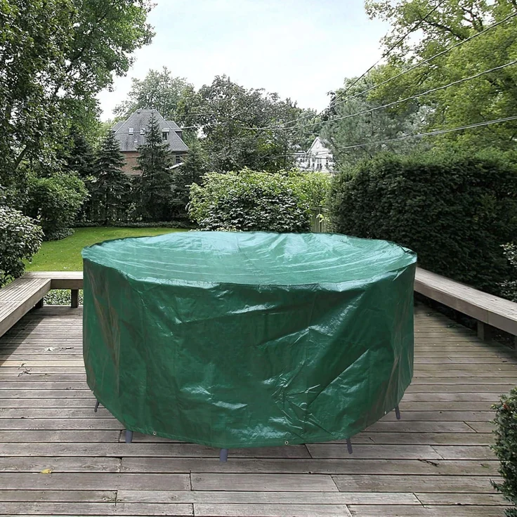 Gartentischabdeckung wasserdicht Polyethylen 250x90 rund 250x90cm Grün – Bild 9