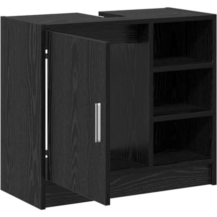 vidaXL Badezimmerschrank mit Tür Schwarz Eichen-Optik 63 x 29 x 55 cm 869214 – Bild 10