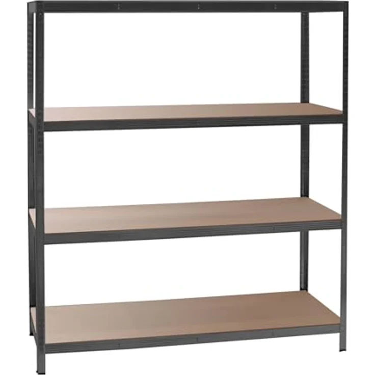 Wiltec Schwerlastregal 160 x 60 x 180 cm, 175kg/Ablage, Steckregal schwarz aus Stahl, Lastenregal mit 4 Ablagen, Werkstattregal – Bild 2