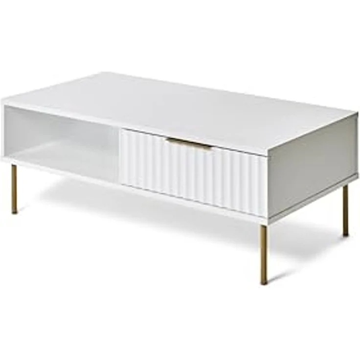 Jahnke Carve Coffee SK Couchtisch, Engineered Wood, Weiss/Goldfarben, One Size – Bild 4