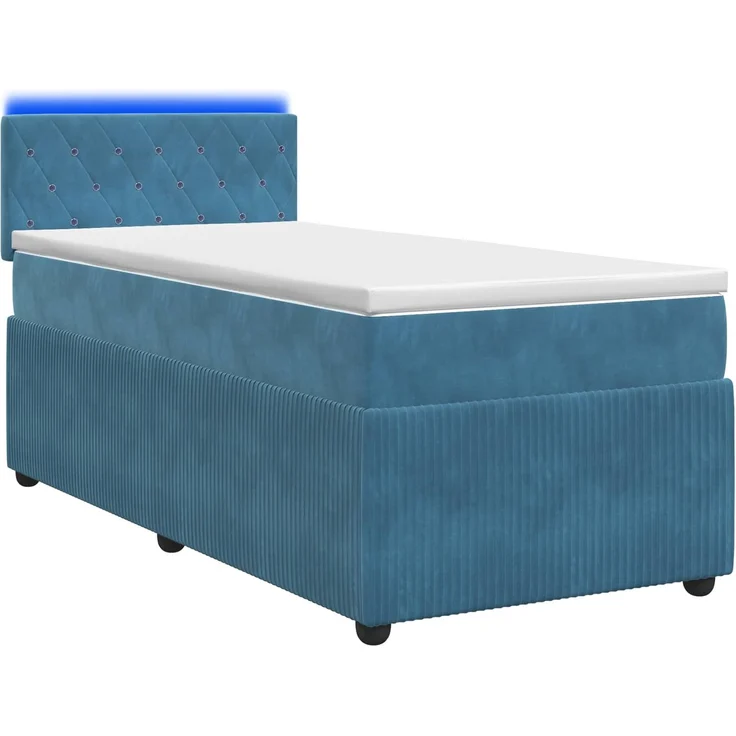 vidaXL Boxspringbett mit Matratze mit Kopfteil Blau 90 x 200 cm Samt 3453063 – Bild 2