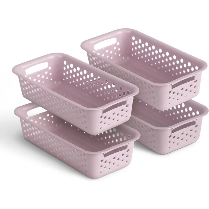Pro Home Aufbewahrungskorb Modularer Kunststoffkorb Kunststoff Box (4 St), Aufbewahrungsbox mit Griffen - BPA-Frei - Organizer Körbchen Bad Küche
