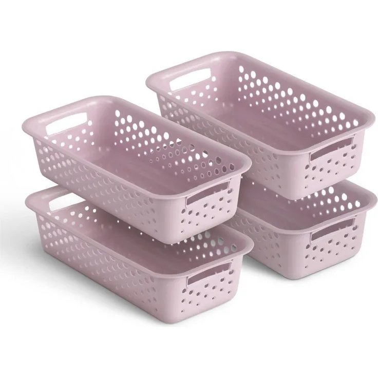 Pro Home Aufbewahrungskorb Modularer Kunststoffkorb Kunststoff Box (4 St), Aufbewahrungsbox mit Griffen - BPA-Frei - Organizer Körbchen Bad Küche