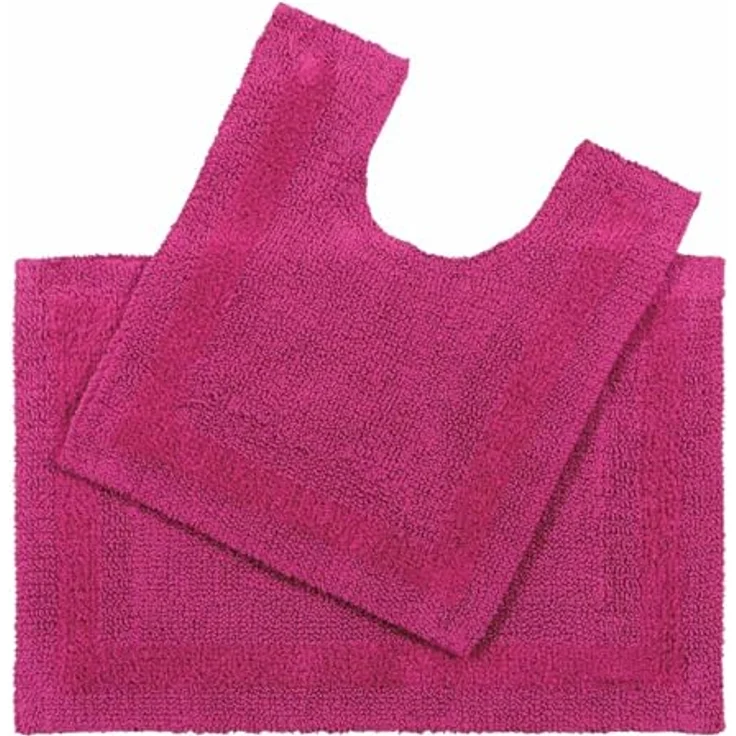 Homescapes Badematte 2 teiliges Luxus Badematten Set 100% Baumwolle raspberry, Höhe 30 mm, Badematte - 50x80 cm, WC Vorleger - 50x55 cm – Bild 2