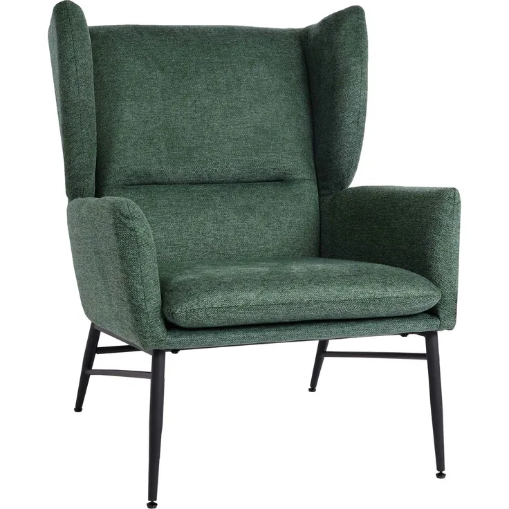 Lounge-Sessel HWC-L62, Ohrensessel Cocktailsessel Sessel Polstersessel, Stoff/Textil Metall ~ grün
