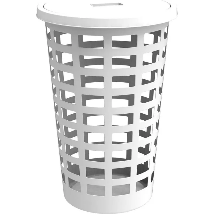 Vasketøjskurv rund Ø46 2xH63 2cm 54ltr PP med låg hvid 1 stk