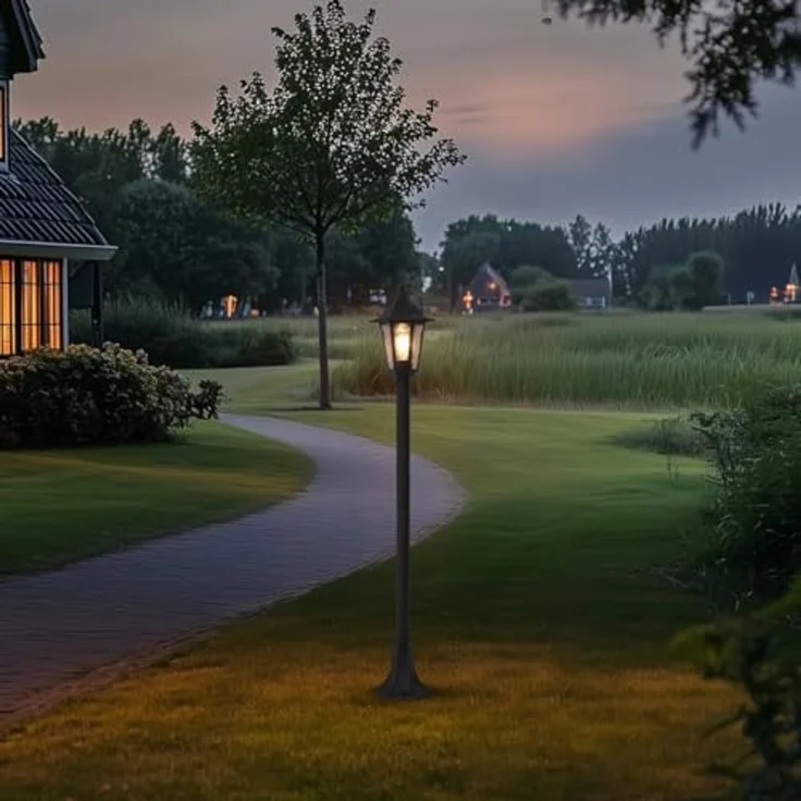 Qazqa Gartenleuchte New haven hammered, ohne Leuchtmittel, Warmweiß, QAZQA Laterne außen, e27, Schwarz, Kunststoff, classic-antique – Bild 2