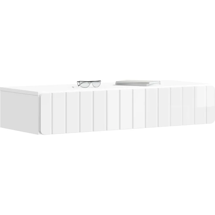 vidaXL Wandmontierter Beistelltisch Hochglanz Weiß 87,5 x 34,5 x 17 cm 898329 – Bild 2