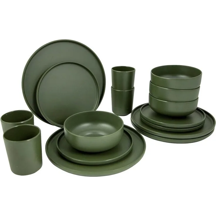 Bo-Camp Geschirr-Set Melamin Campinggeschirr Set Patom, Melamin, Reise Essgeschirr Teller Becher 16tlg