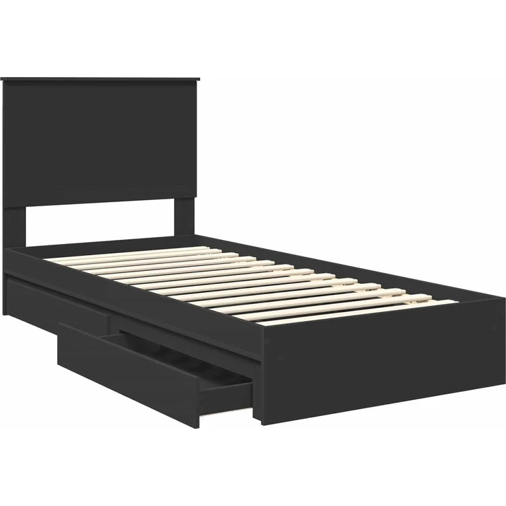 vidaXL Aufbewahrungsbett Schwarz 90 x 190 cm Holzwerkstoff 3411251 – Bild 4