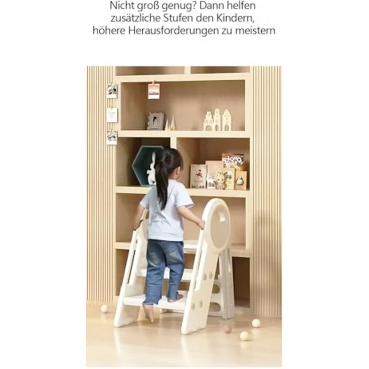 habeig Tritthocker Klappbarer Kindertritt 2-3 Stufen 65 cm Höhe bis 75 kg Kinderleiter, 2-3 Trittstufen einstellbar – Bild 6