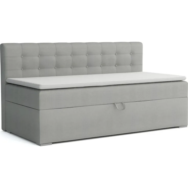 Deine Möbel 24 Boxbett Pati, Hellgrau, mit Bettkasten und komfortabler Taschenfederkern-Matratze 100x200 cm