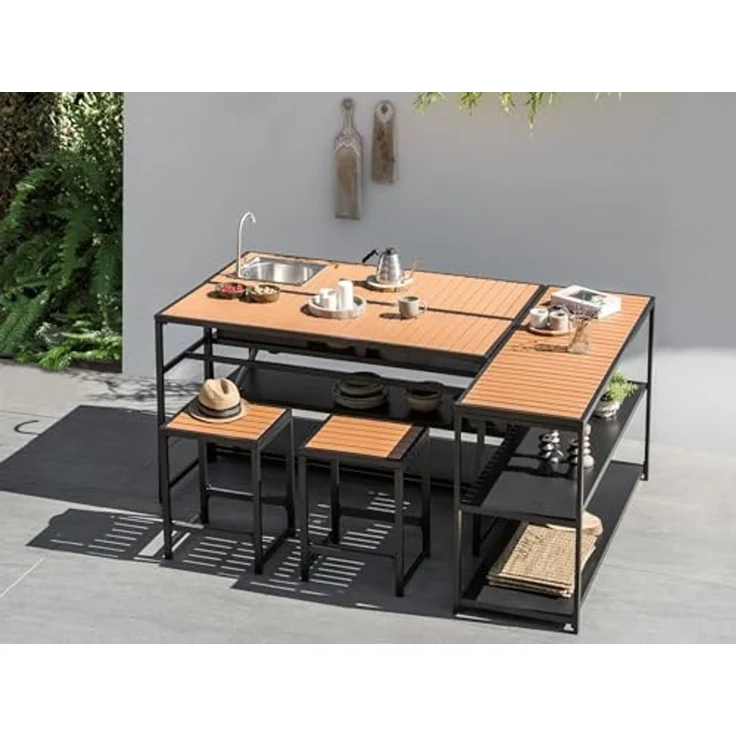 Outdoor-Kücheninsel AVETRANA Schwarz Metall – Bild 2