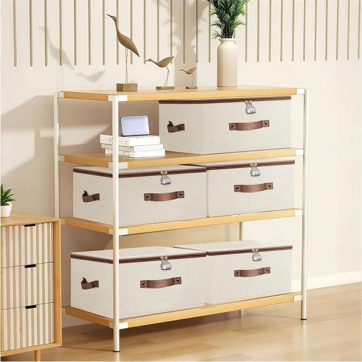 Diwzbyn Aufbewahrungsbox Faltbare Aufbewahrungsbox mit Deckel, aufbewahrungskoffer mit Reißverschluss – Bild 2