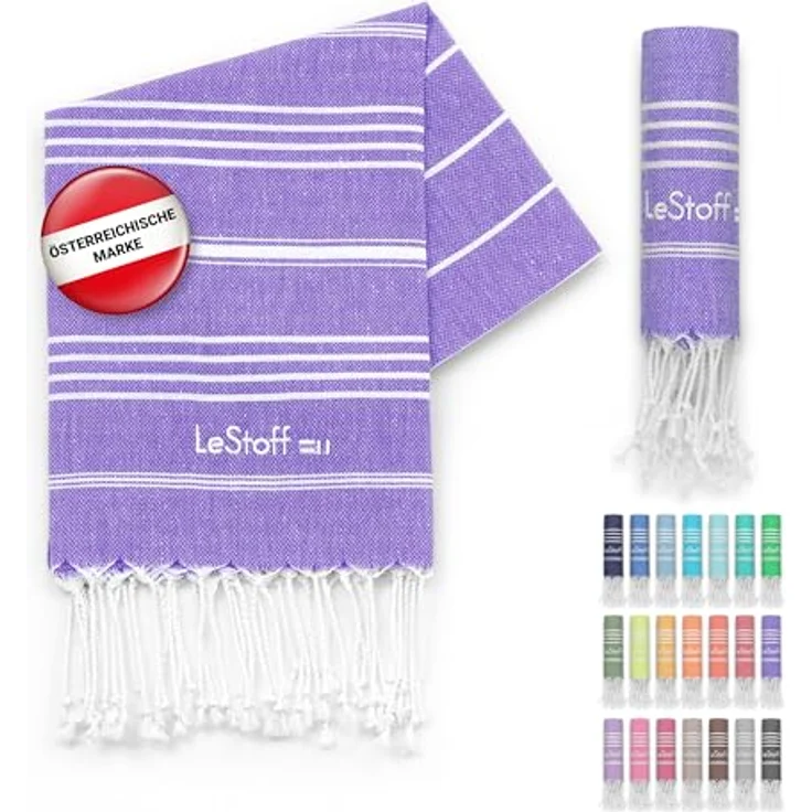LeStoff Hamamtuch Ultra Violet, 100% Bio-Baumwolle, saugstark und schnell trocknend, vielseitig als Badetuch, Strandtuch, Saunatuch, 50 x 100 cm – Bild 1