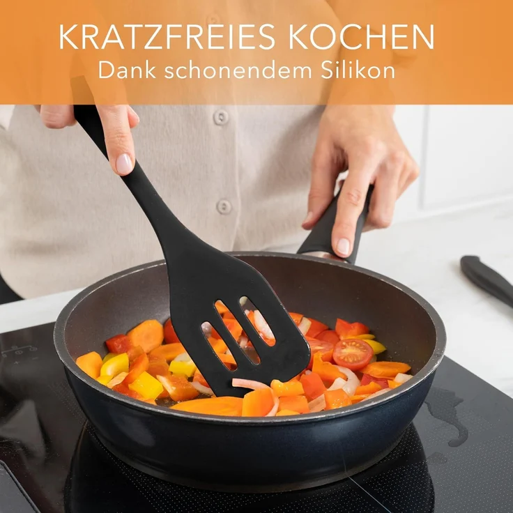 AVANA Kochbesteck-Set Silikon Küchenhelfer Hitzebeständig Kochgeschirr Küchenutensilien (5 Stück), Schneebesen, Spachtel, Backpinsel, Pfannenwender – Bild 6