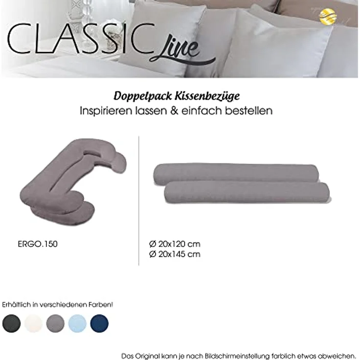 aqua-textil Classic Line Kissenbezug 2er-Set 20x120 cm dunkel blau Baumwolle Seitenschläferrolle Bezug Jersey Kissenhülle, Kopfkissenüberzug, Pillowcase, Bettkissen, Kopfkissenbezug, Reißverschluss – Bild 8