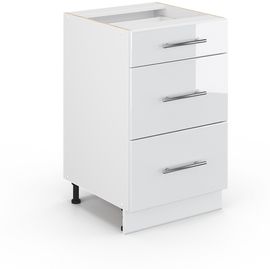 Küchenunterschrank Fame-Line Weiß Hochglanz 50 cm ohne Arbeitsplatte Vicco