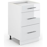 Küchenunterschrank Fame-Line Weiß Hochglanz 50 cm ohne Arbeitsplatte Vicco