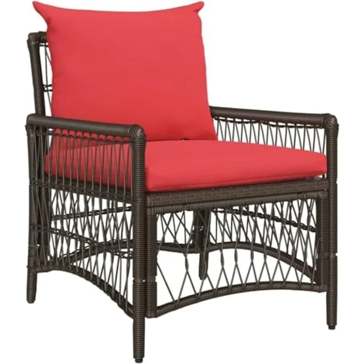 vidaXL Gartenstuhl mit Kissen Braun 73 x 61 x 77 cm Poly-Rattan 42006223 – Bild 1