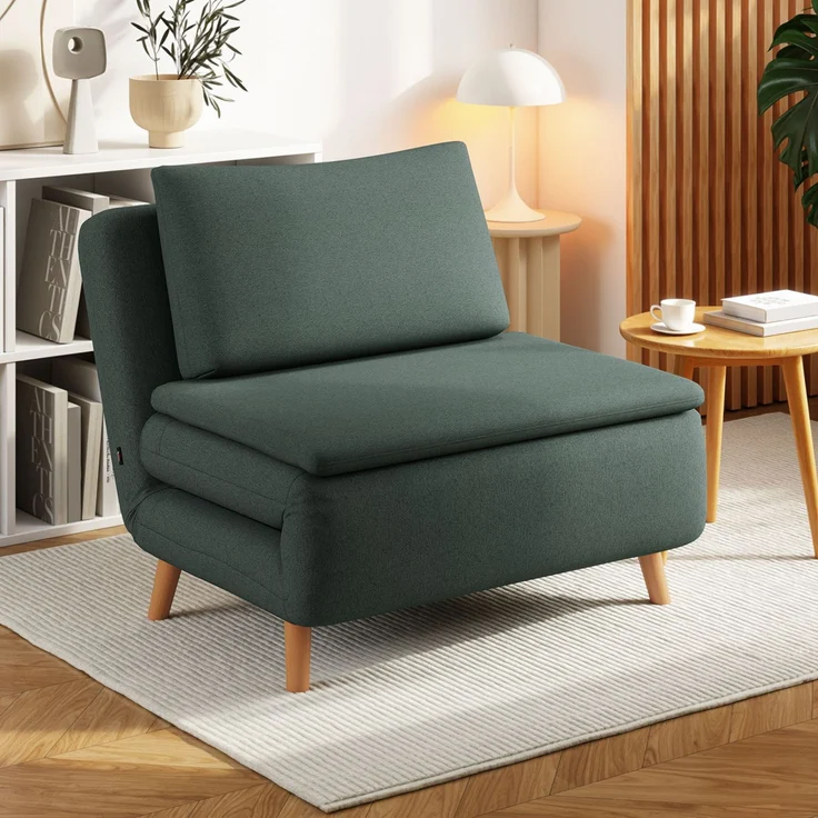 MELAYR, 3-in-1 Schlafsessel mit Bett-Funktion, Liegesessel, verstellbare Rückenlehne, 95 x 90 x 80 cm, Dunkelgrün – Bild 4