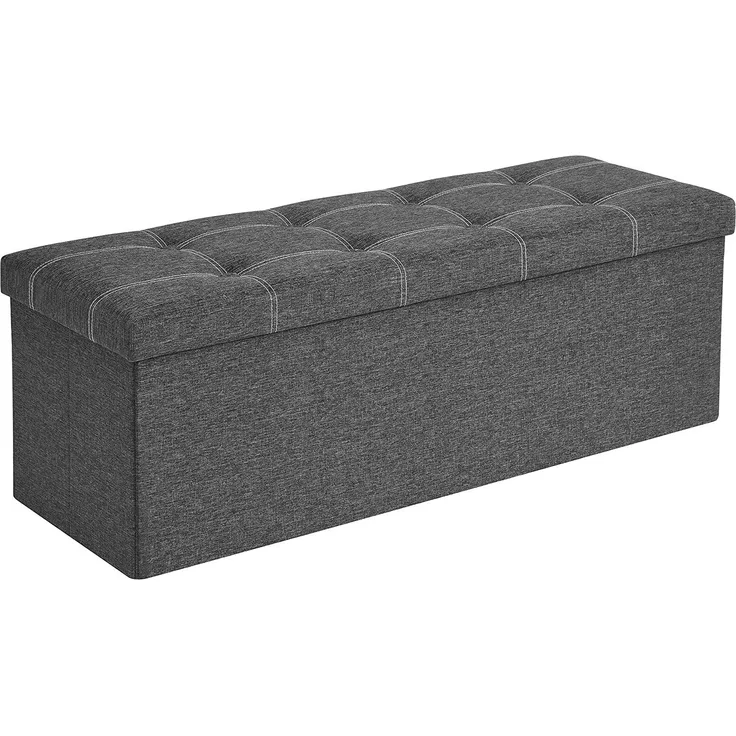 SONGMICS Sitzbank mit Stauraum, Sitztruhe, Sitzhocker, faltbar, 110 x 38 x 38 cm, Bezug aus Leinenimitat, für Schlafzimmer, Flur, Wohnzimmer, dunkelgrau LSF077G04