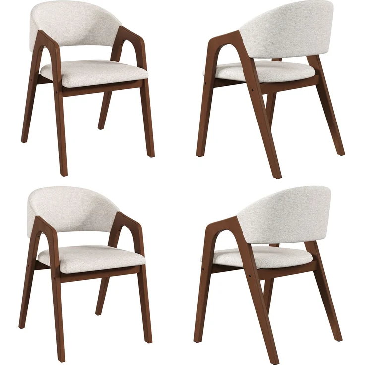 4 Esszimmerstühle aus Massivholz, bequem und atmungsaktiv, geeignet für Esszimmer, Wohnzimmer, Cafés, moderner Stil, Leinenstoff,Walnussholzfarbe + Haferbeige--Nussbaum--55.5x60x83cm--YOUDENOVA – Bild 9