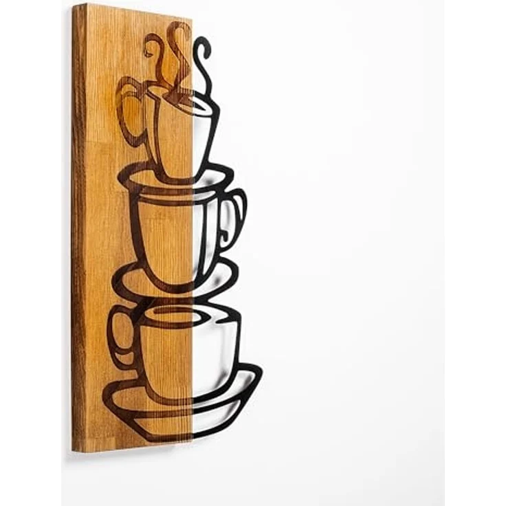 Wallity 'MA-296' Dekoratives Wandaccessoire aus Holz, Walnuss / Schwarz, 58 x 34 cm – Bild 1