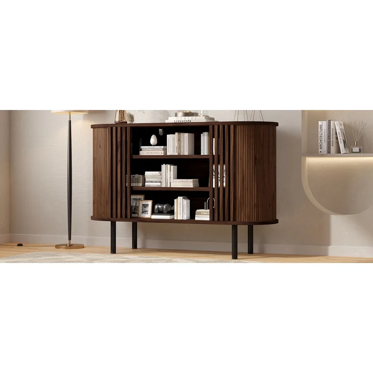 ZUBALIYA Sideboard 120x40x80 cm, aus MDF / Spanplatte, Walnuss – Bild 17