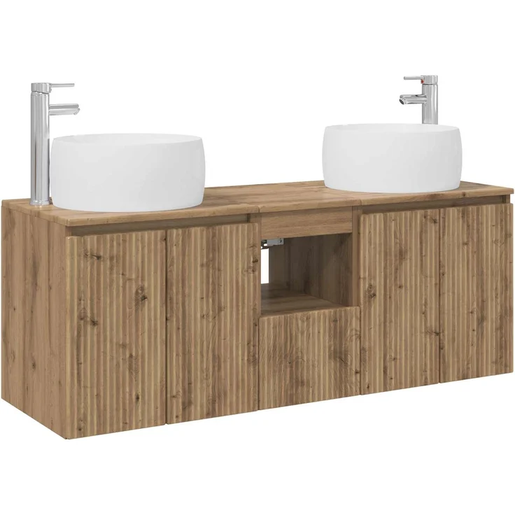 vidaXL Badezimmerschrank-Set 3 stk. Artisan-Eiche 129 x 44,5 x 80 cm 3405726 – Bild 2