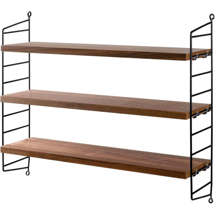 String Pocket Wandregal Holz Walnuss/Schwarz