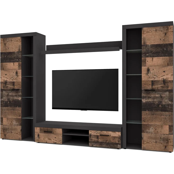 AX LIVING Spacoro XL Wohnwand grau modern Matera Oldwood 300 ohne LED – Bild 3