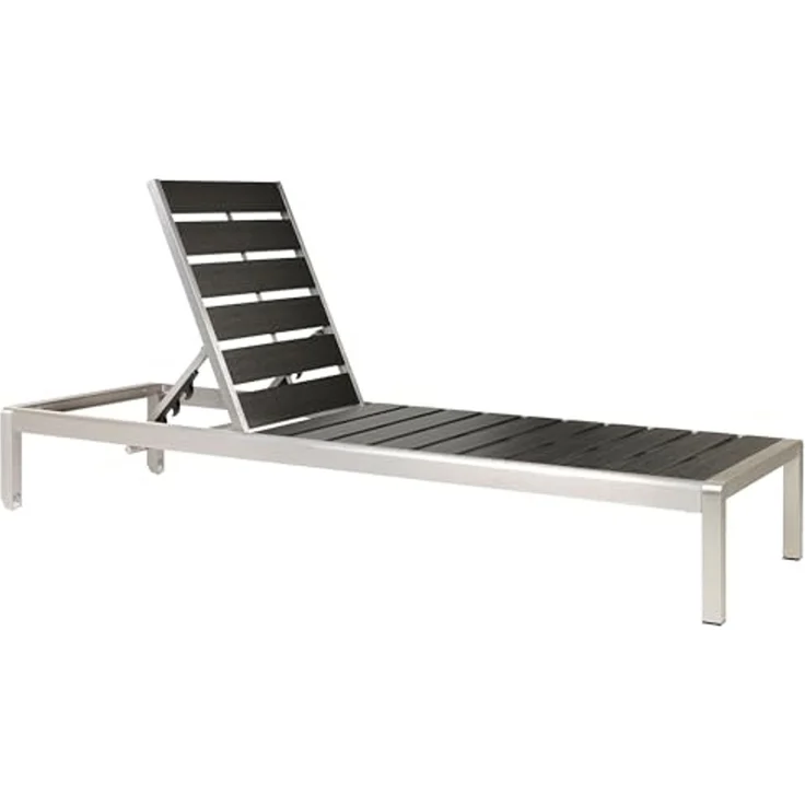 Beliani 'NARDO' Gartenliege verstellbar, Aluminium / Kunstholz, 29 x 198 x 64 cm, Schwarz – Bild 4