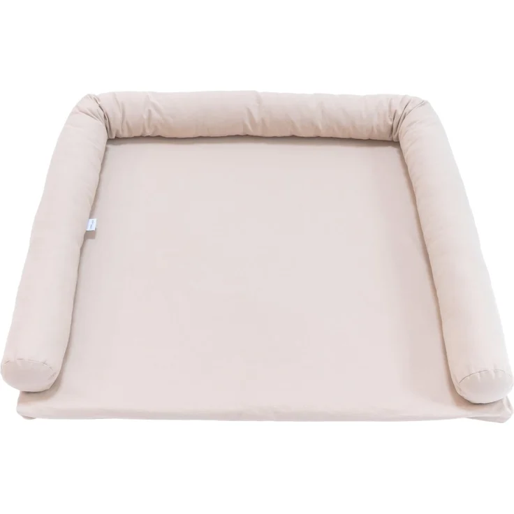 LIMMALAND Wickelauflage 76 × 79 cm mit Wickeltischumrandung – aus 100% Baumwolle, waschbar, sanfter Liegekomfort (Pure Beige, Wickelauflage)