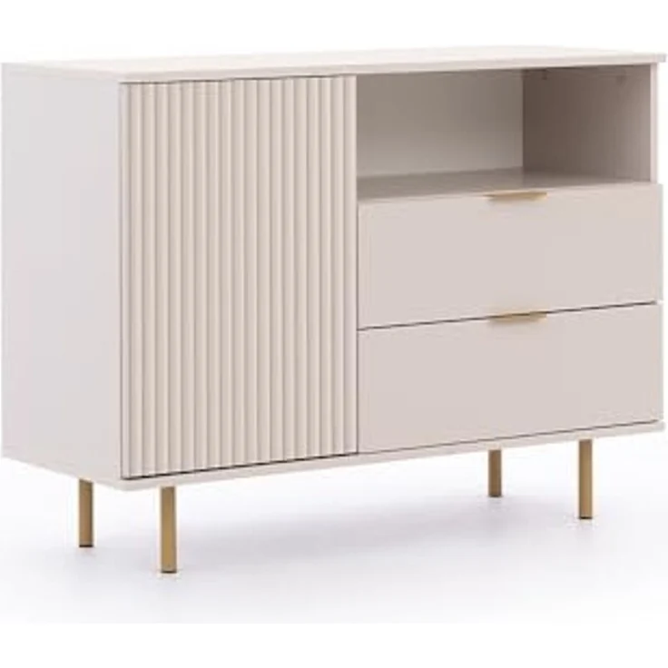 Lomadox Kommode NADOR-132, 107cm breit, Kaschmir, goldfarbene Metallgriffe und -füße – Bild 1