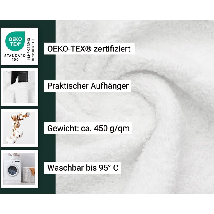 ZOLLNER Gästehandtücher 10er Set, Baumwolle, 40x60 cm, weiß – Bild 3