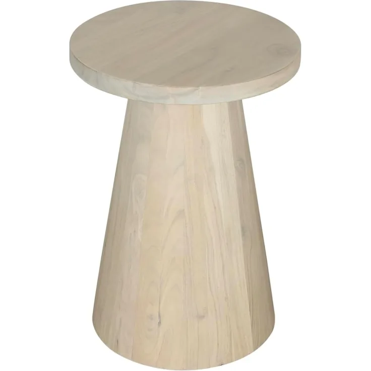 byLIVING Beistelltisch Cone/Massivholz Akazie White wash lackiert/Kaffeetisch/rund/Wohnzimmertisch/Nachttisch/Echtholz/D 40, H 50 cm