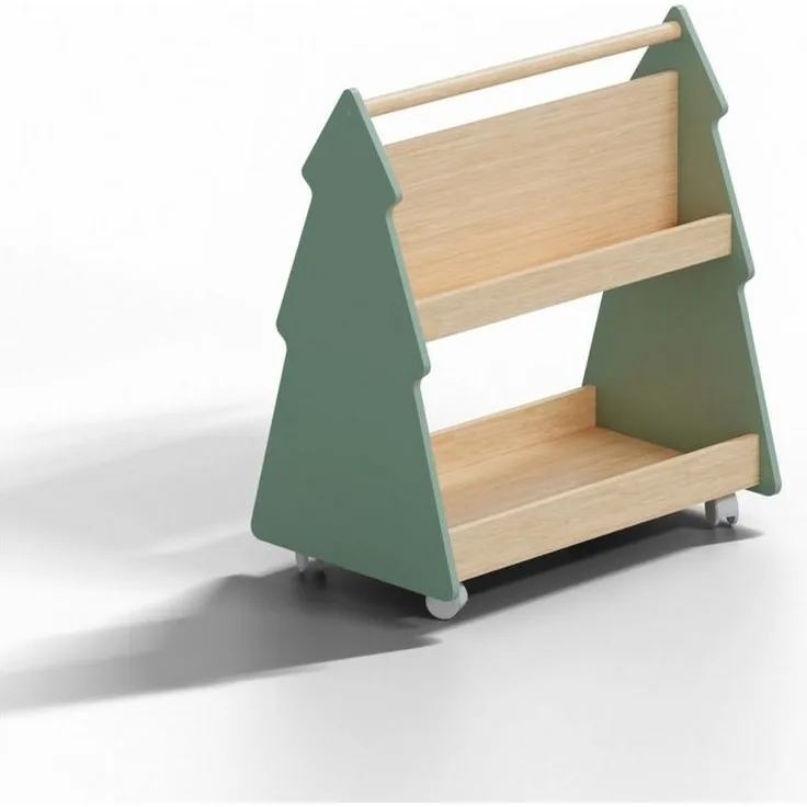 HAGO Kinderregal Kinder Bücherregal Tanne Baum Grün Beige Kinderregal Holzregal Bücherr